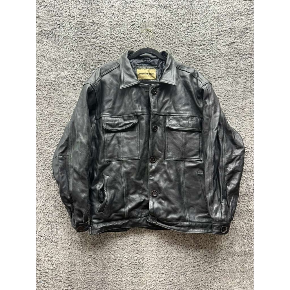 Vintage American Born Collection Leather Flight Bomber Jacket Black Mens Size L‎